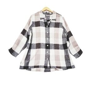 Soft Surroundings Women's Plaid Shirt Button Zip Back Pearly Buttons Sz 1X SBU60